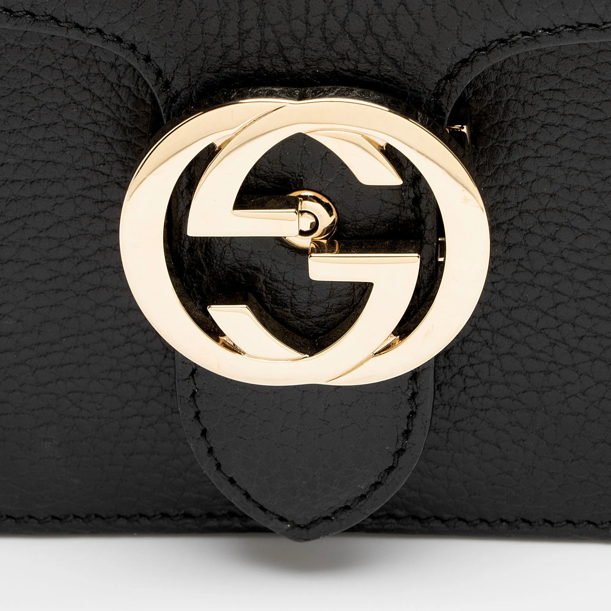 Gucci Grained Calfskin Interlocking G Small Shoulder Bag (SHF-1AVxLZ)