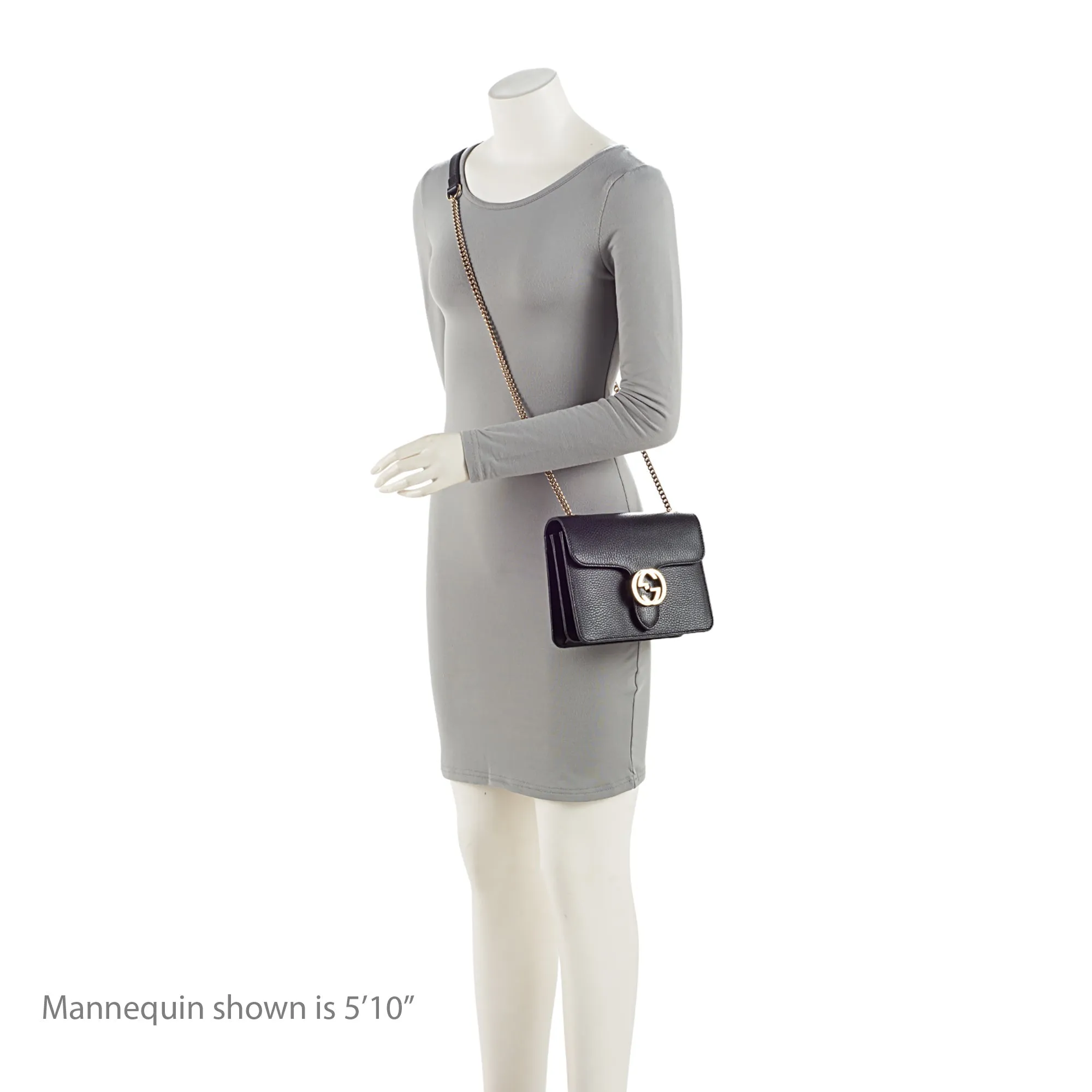 Gucci Grained Calfskin Interlocking G Small Shoulder Bag (SHF-1AVxLZ)
