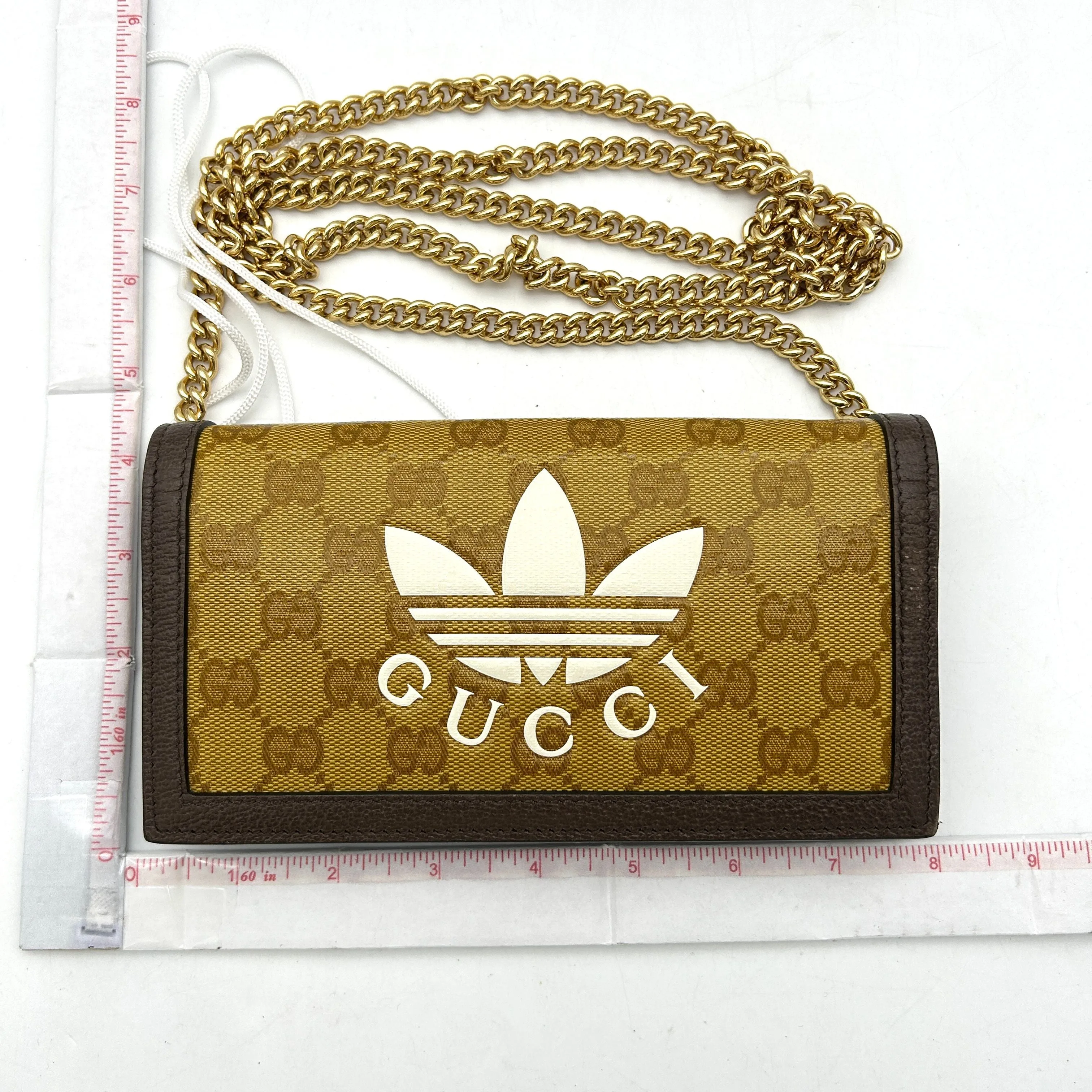 GUCCI Gucci x adidas Chain Logo Shoulder Bag Unisex Yellow Brown LA43734