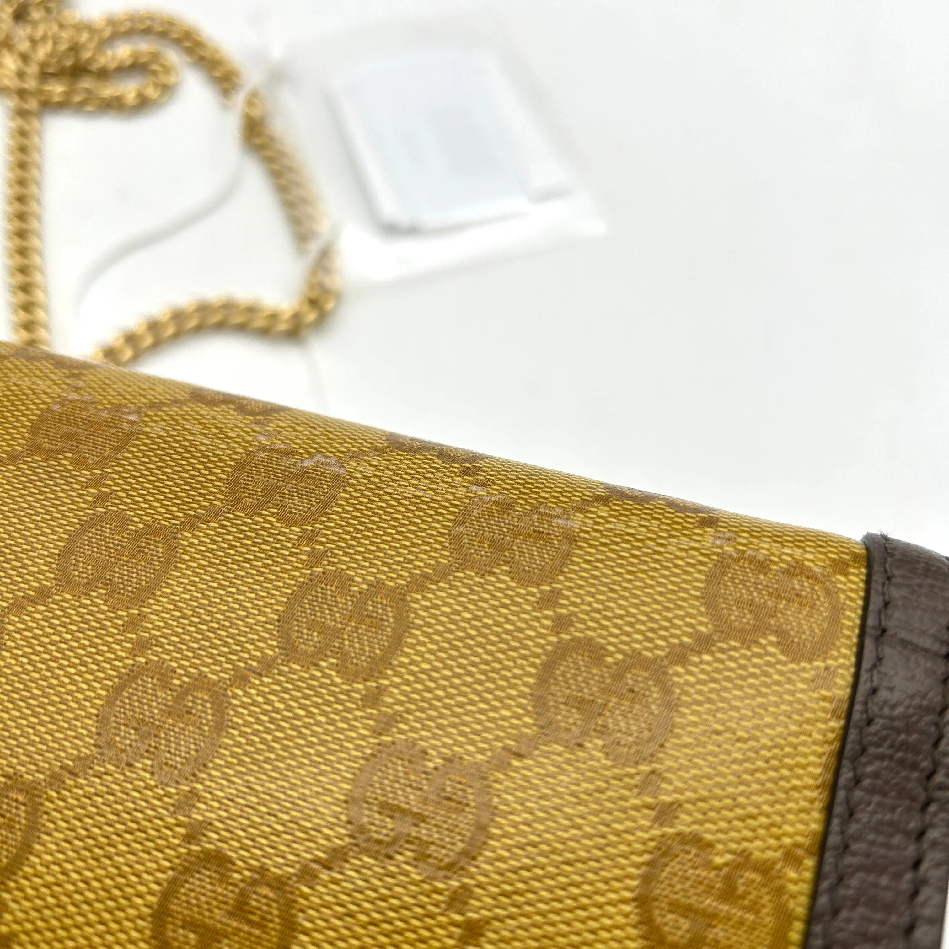 GUCCI Gucci x adidas Chain Logo Shoulder Bag Unisex Yellow Brown LA43734