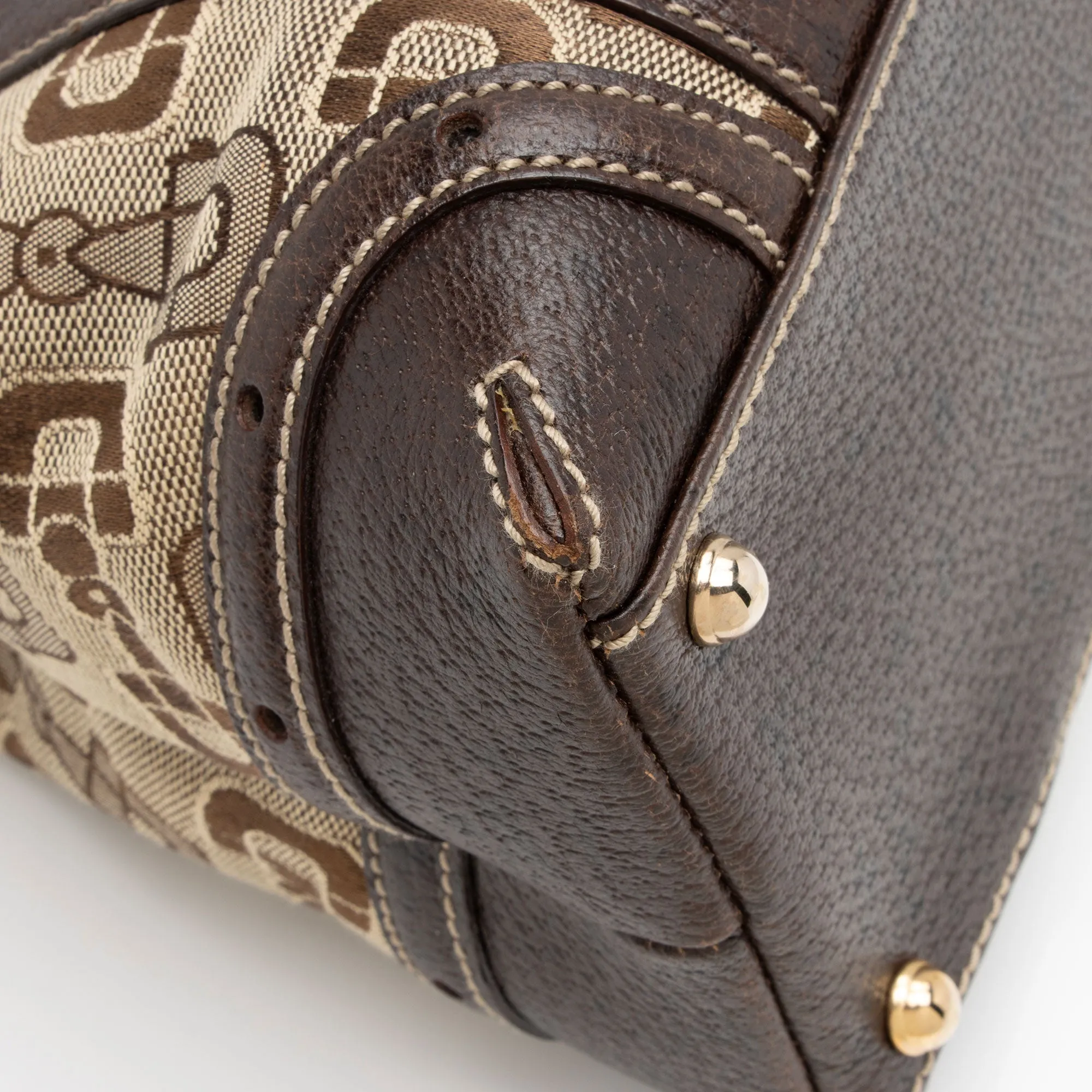 Gucci Horsebit Canvas Shoulder Bag (SHF-t8v4XG)