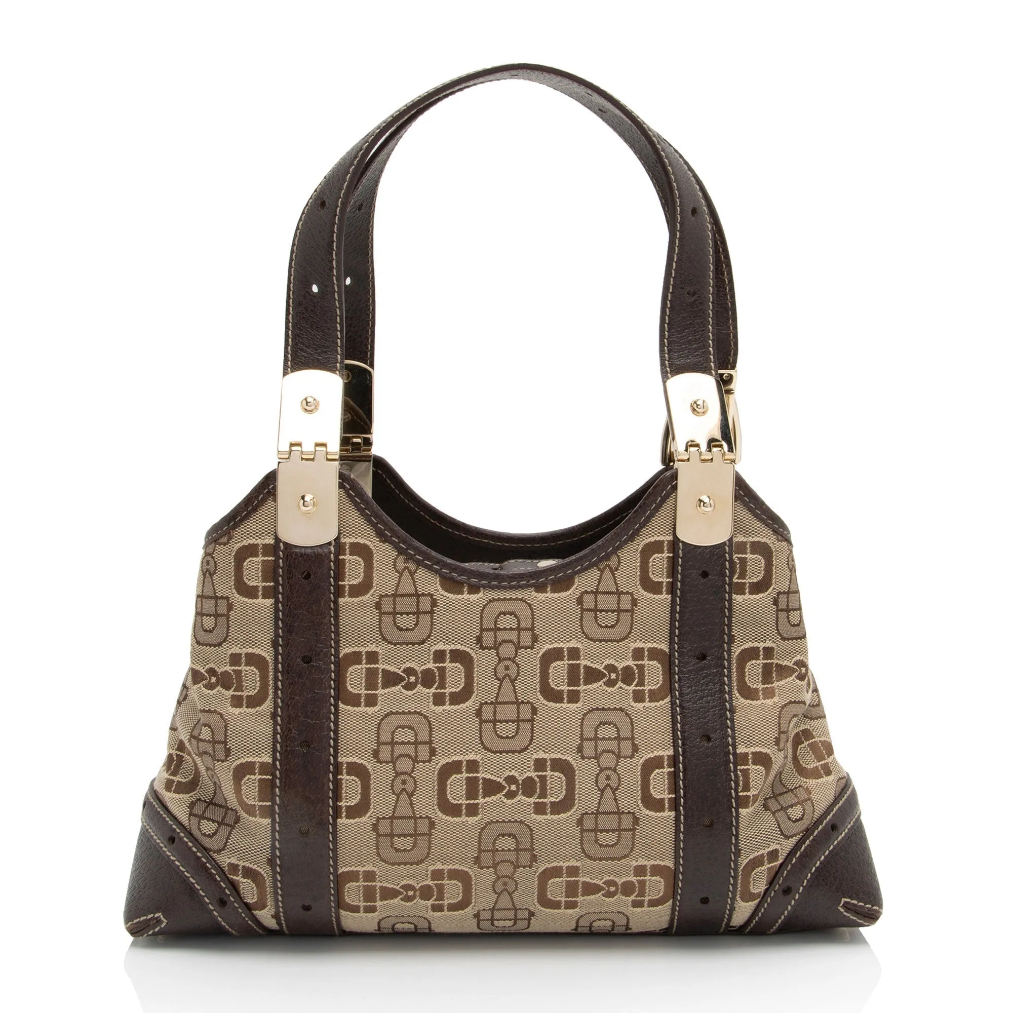Gucci Horsebit Canvas Shoulder Bag (SHF-t8v4XG)