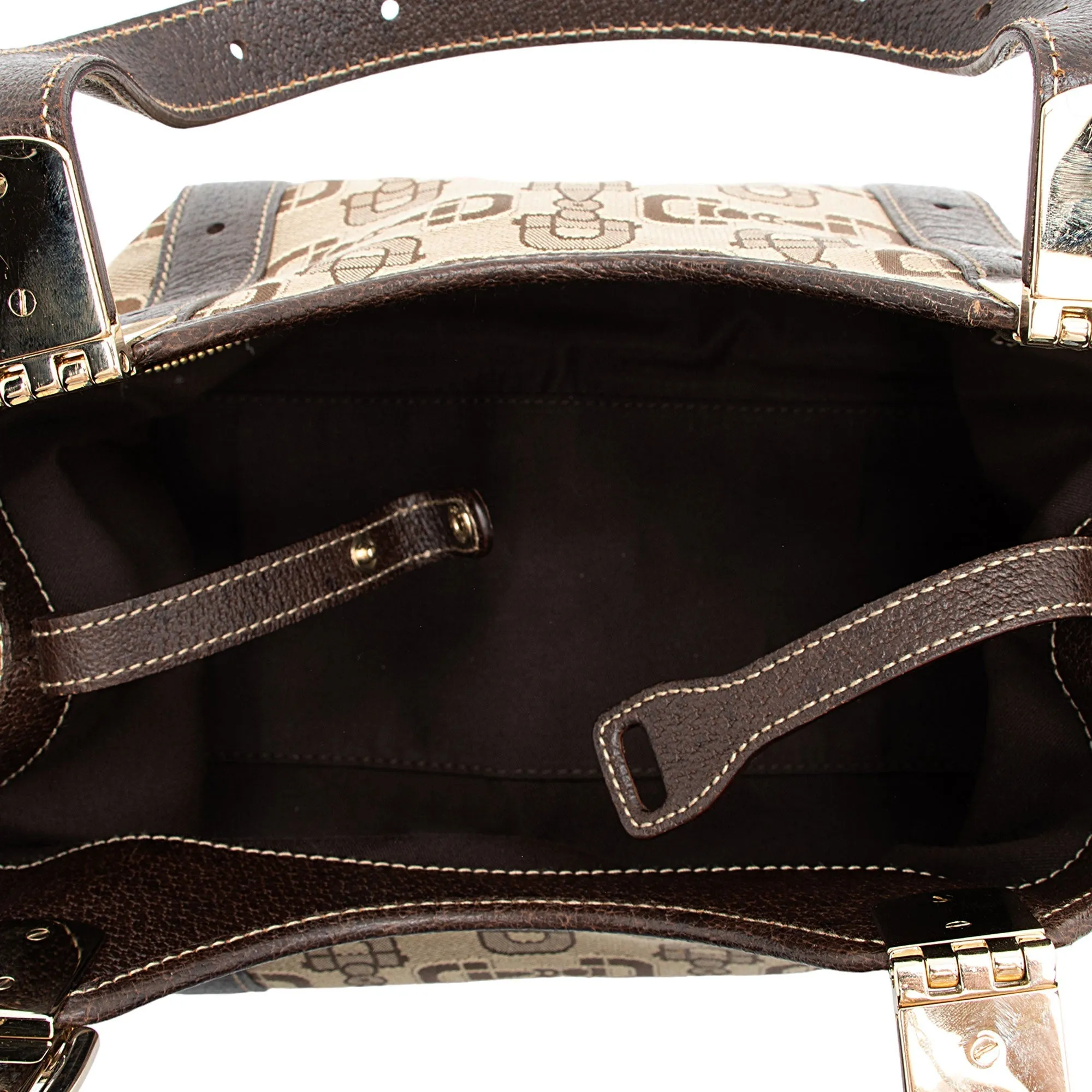 Gucci Horsebit Canvas Shoulder Bag (SHF-t8v4XG)