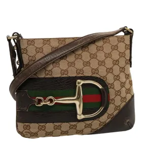 Gucci Horsebit  Canvas Shoulder Bag