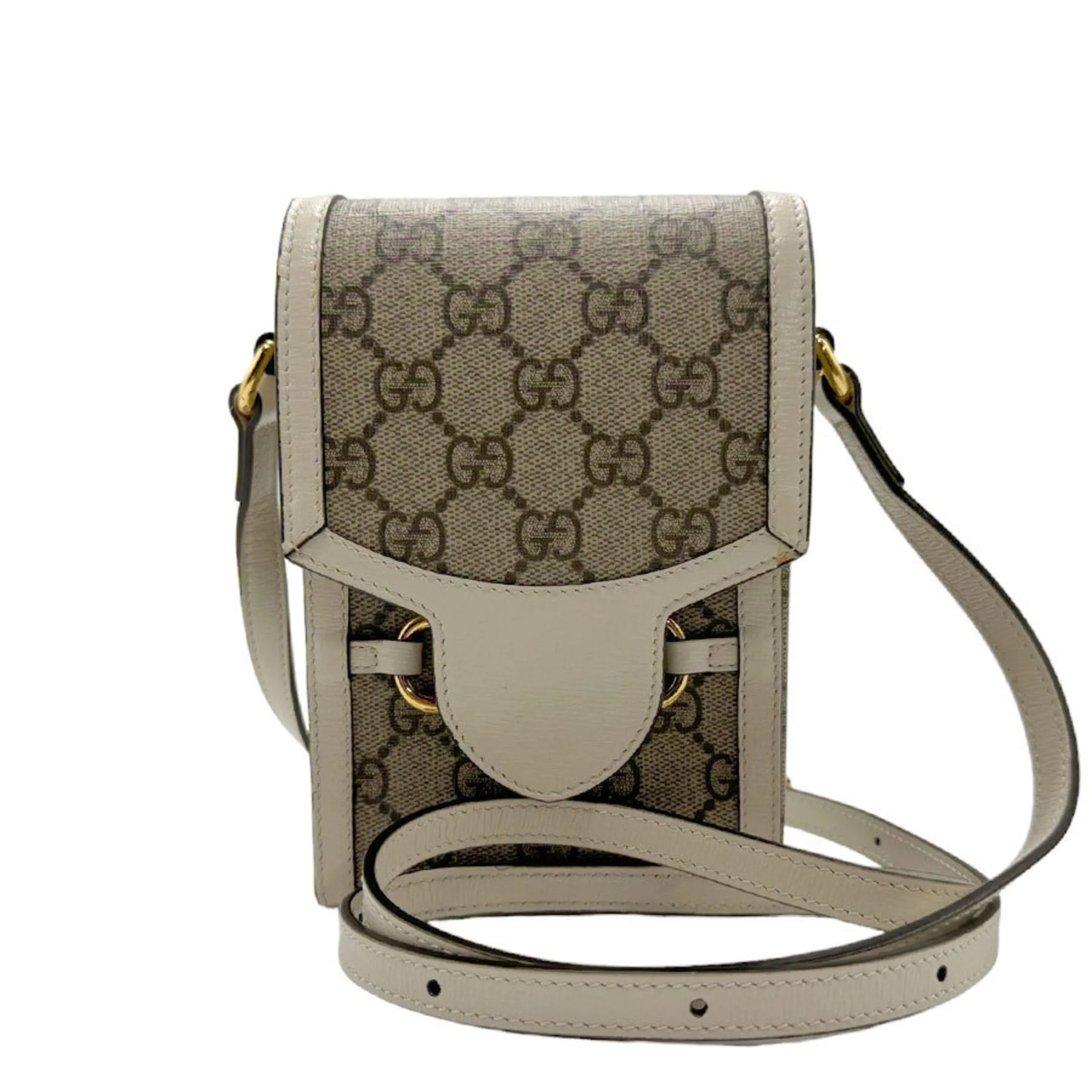 Gucci Horsebit   Gg Supreme Leather Shoulder Bag (Pre-Owned)