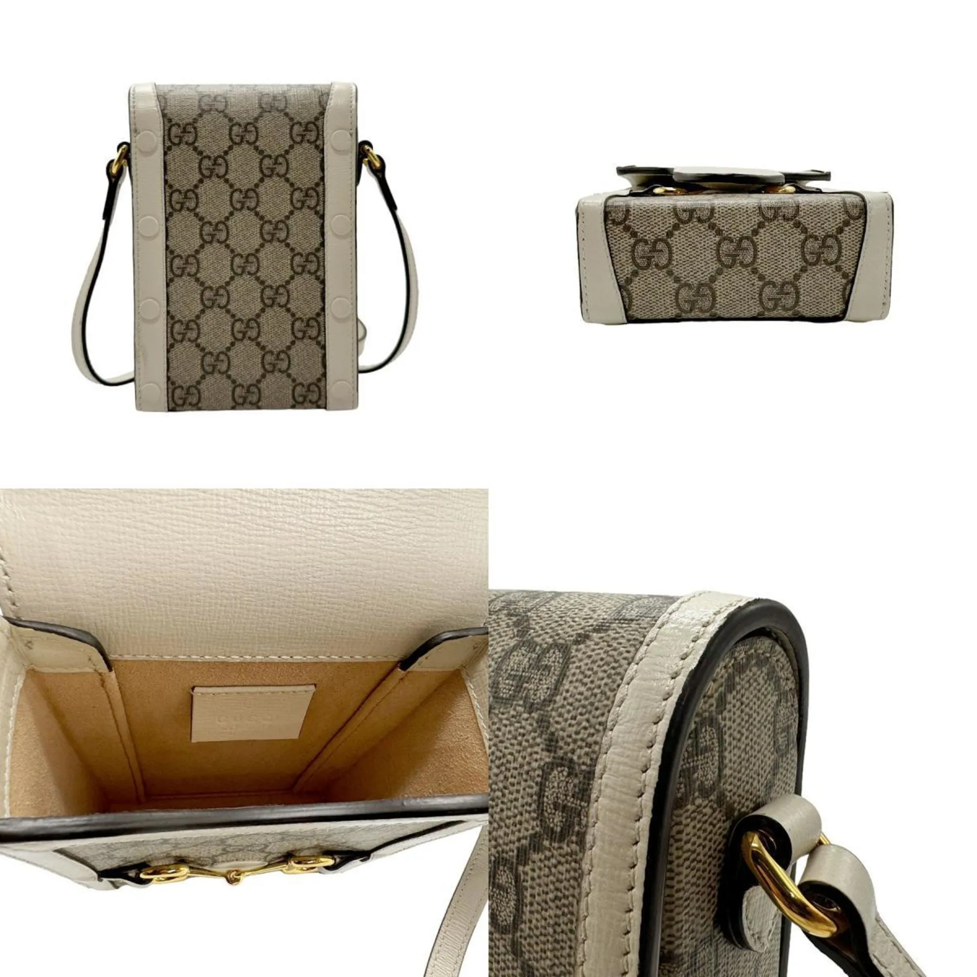 Gucci Horsebit   Gg Supreme Leather Shoulder Bag (Pre-Owned)
