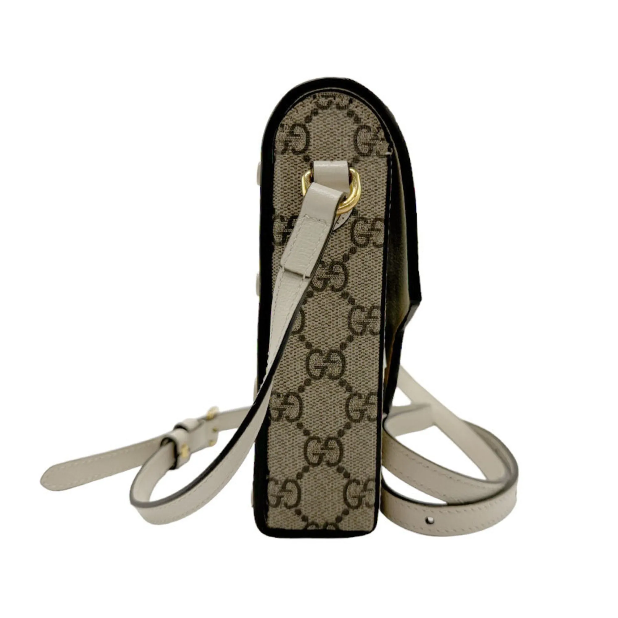 Gucci Horsebit   Gg Supreme Leather Shoulder Bag (Pre-Owned)