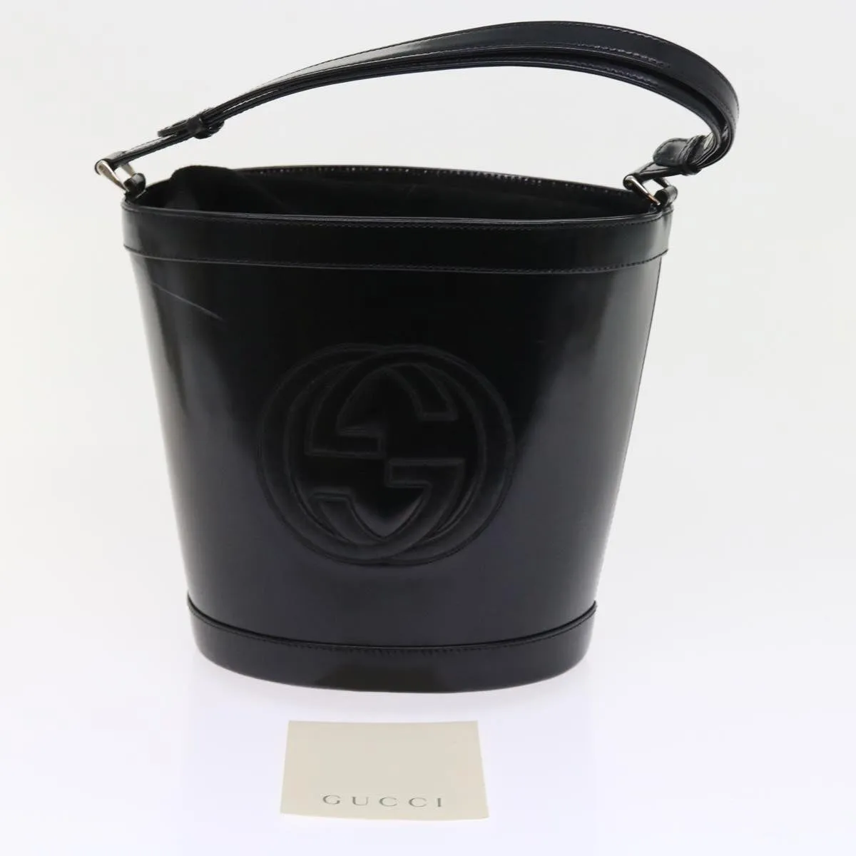 GUCCI Interlocking Shoulder Bag Patent leather Black  8931
