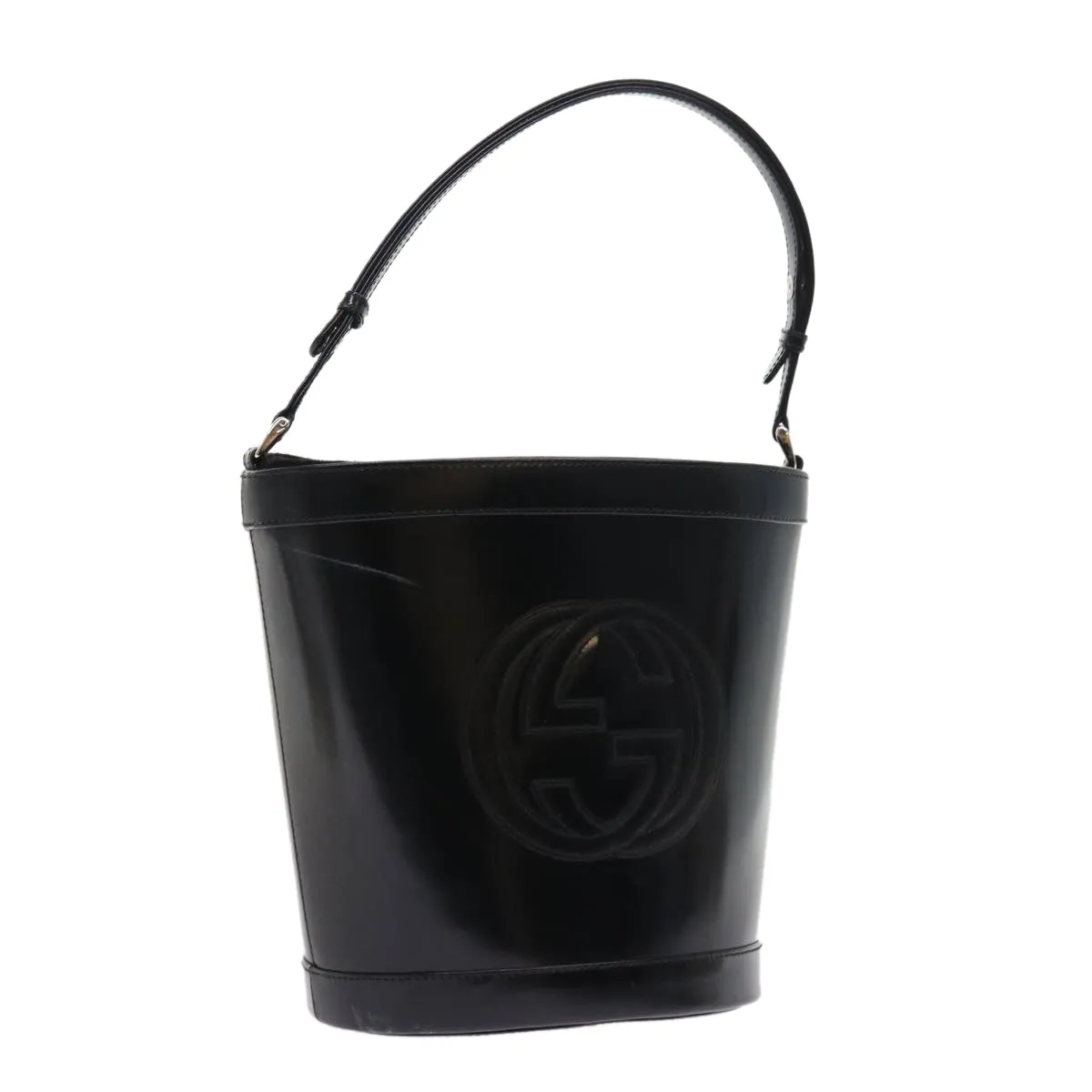 GUCCI Interlocking Shoulder Bag Patent leather Black  8931