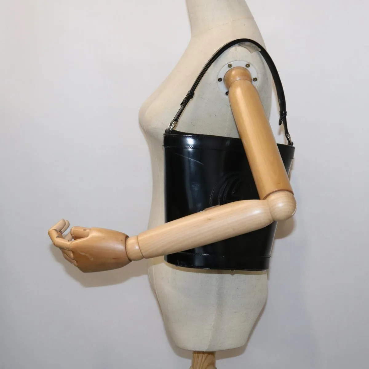 GUCCI Interlocking Shoulder Bag Patent leather Black  8931
