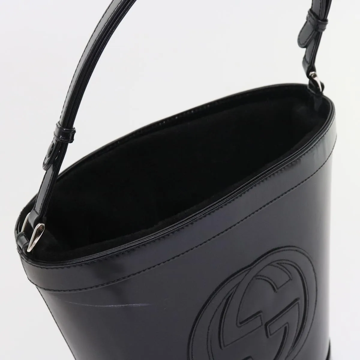 GUCCI Interlocking Shoulder Bag Patent leather Black  8931