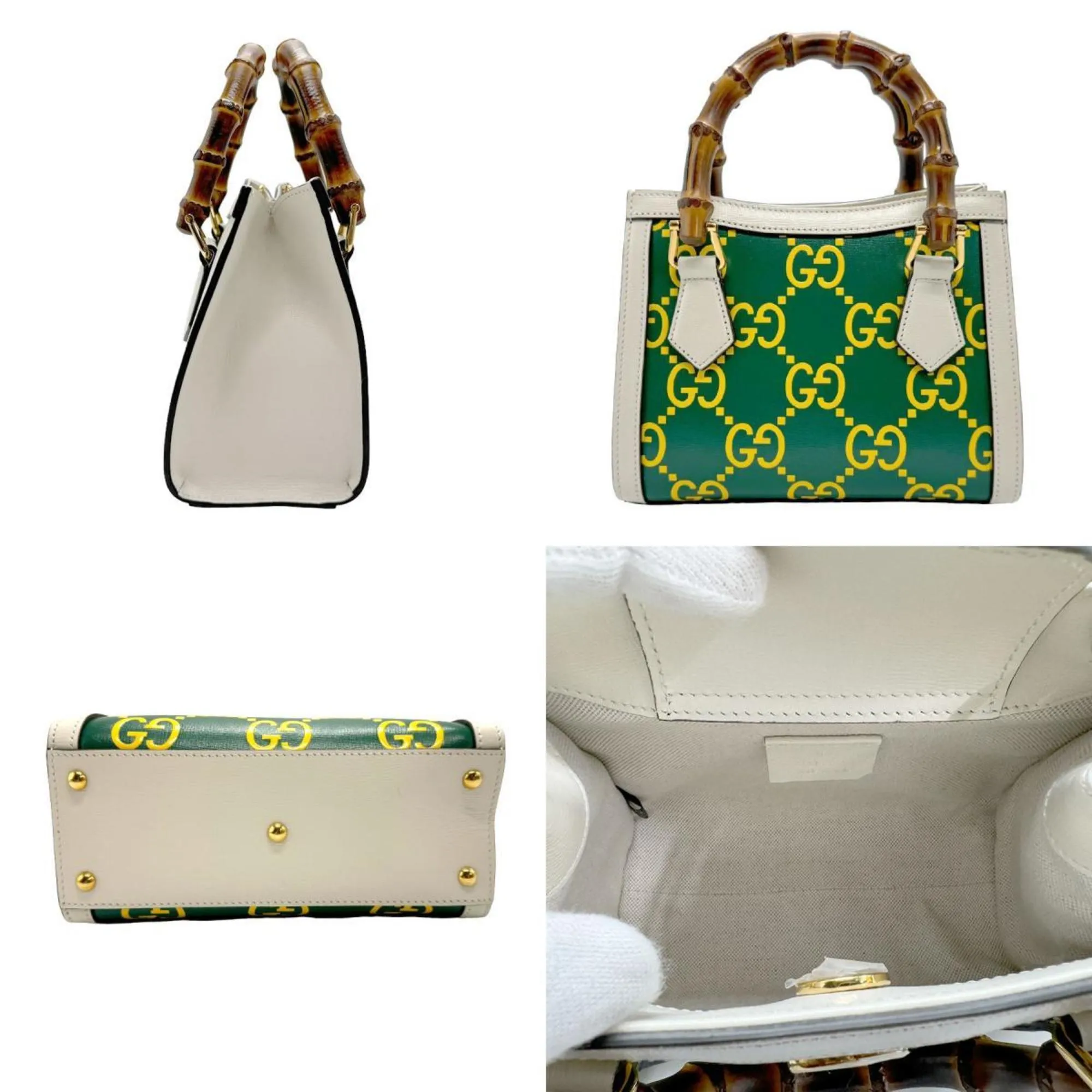 Gucci  ivory yellow Leather Handbag Shoulder Bag (Pre-Owned)