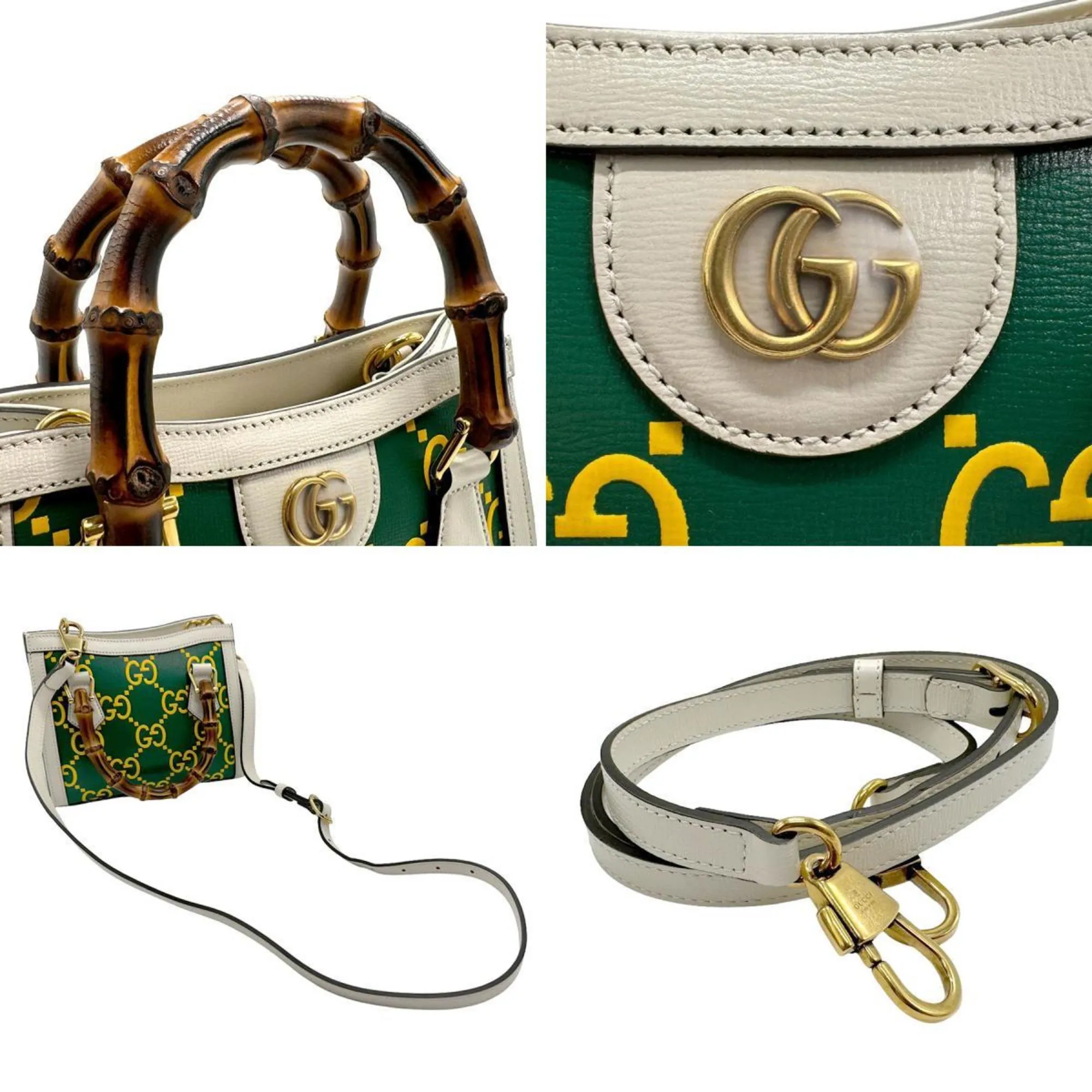 Gucci  ivory yellow Leather Handbag Shoulder Bag (Pre-Owned)