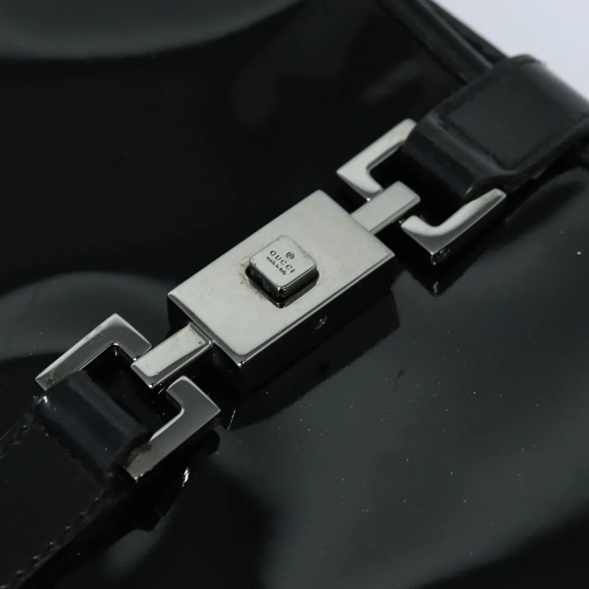 GUCCI Jackie Shoulder Bag Enamel Black 001 4272  79821