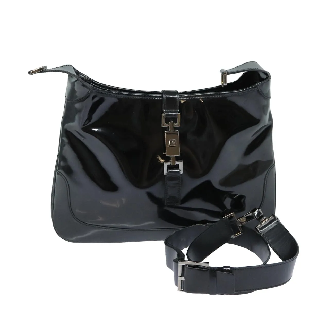 GUCCI Jackie Shoulder Bag Enamel Black 001 4272  79821