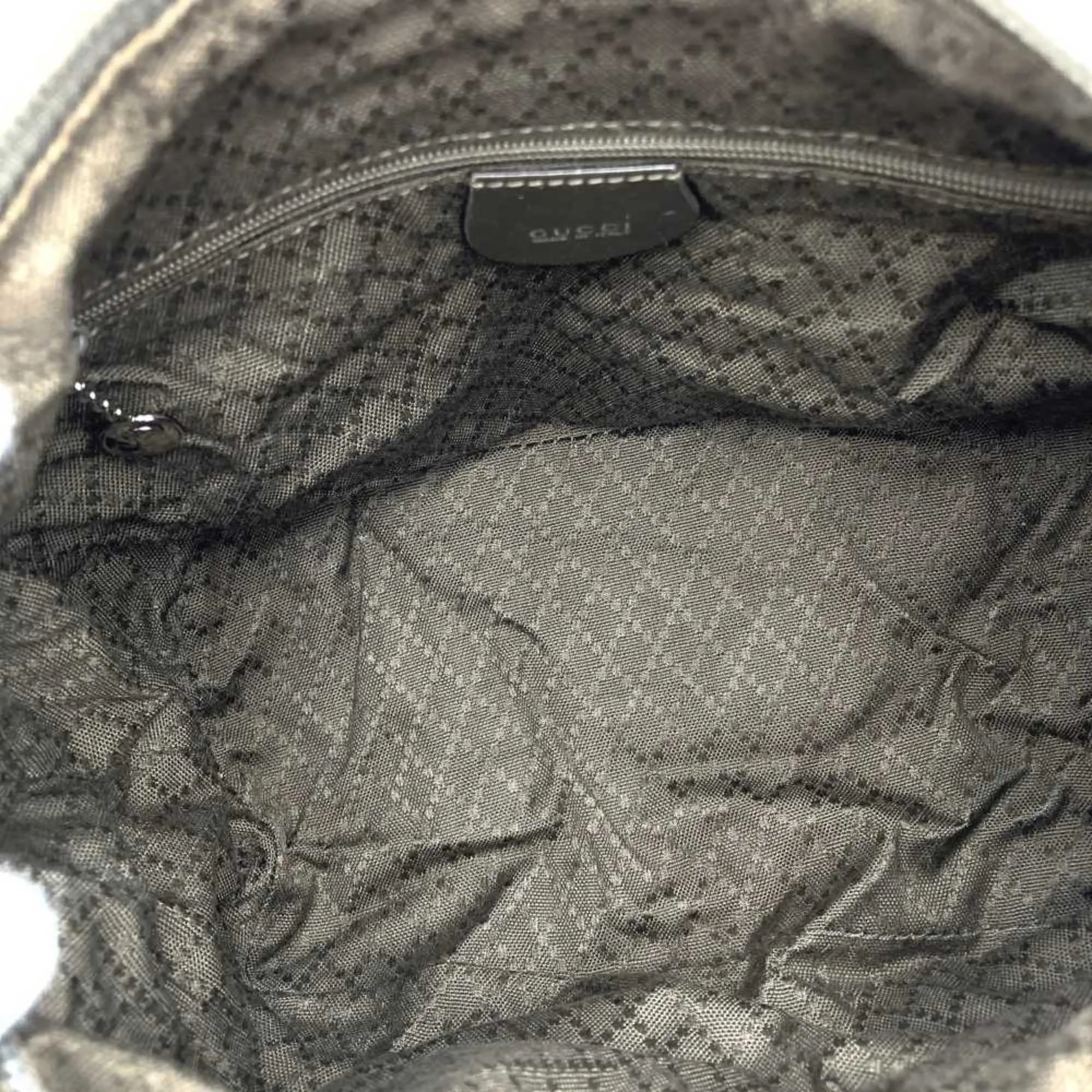 Gucci Khaki Nylon Leather Handbag Shoulder Bag ()