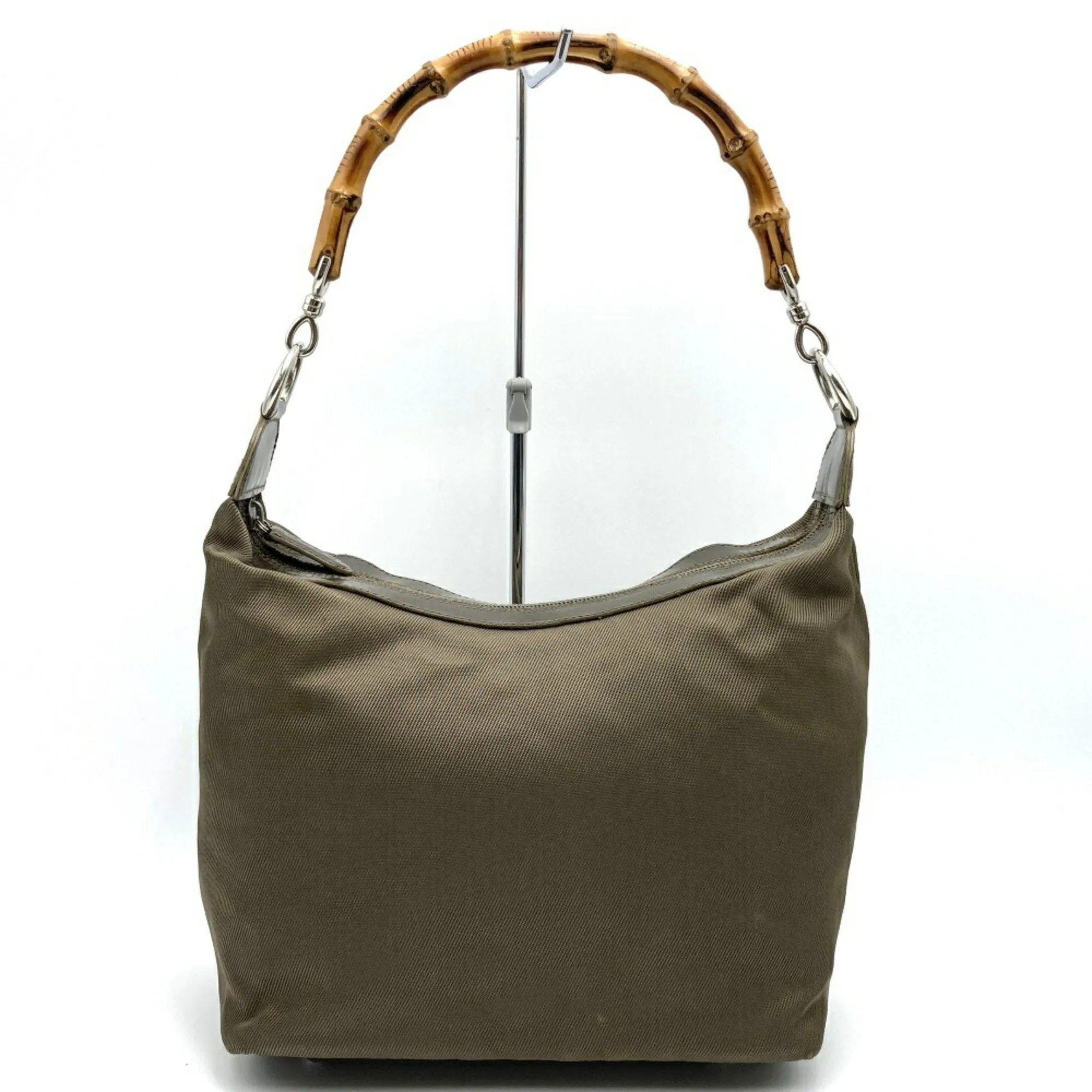 Gucci Khaki Nylon Leather Handbag Shoulder Bag ()