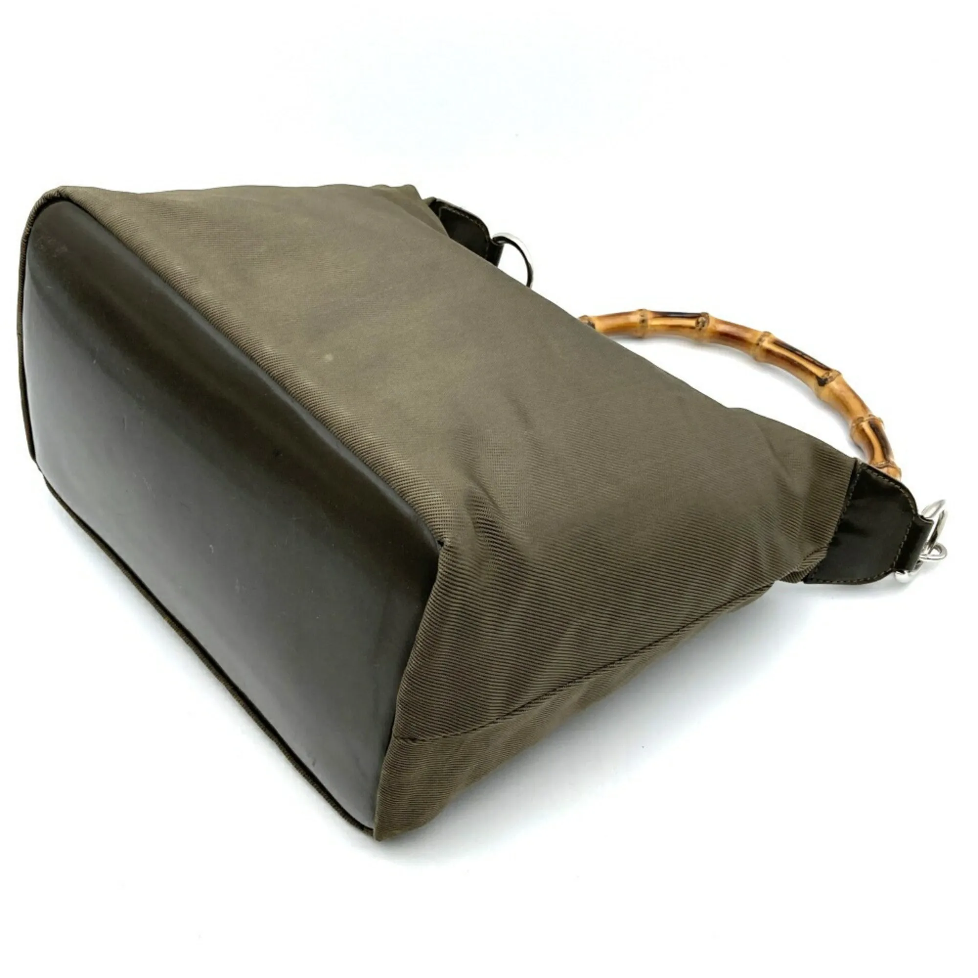 Gucci Khaki Nylon Leather Handbag Shoulder Bag ()
