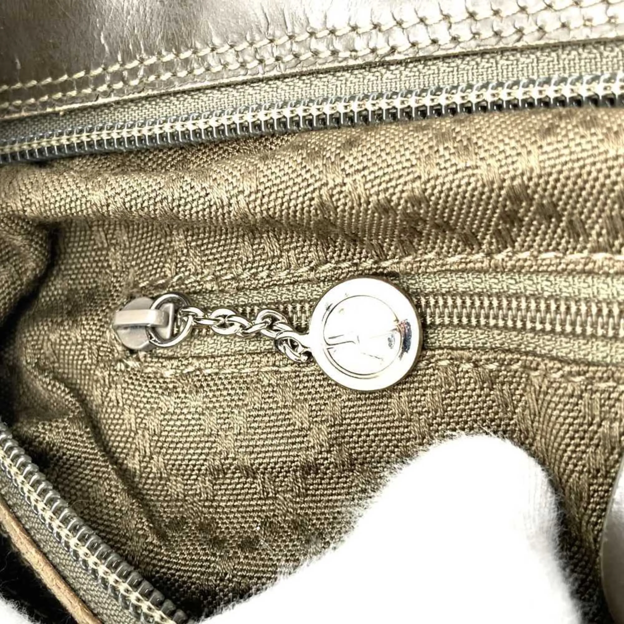 Gucci Khaki Nylon Leather Handbag Shoulder Bag ()