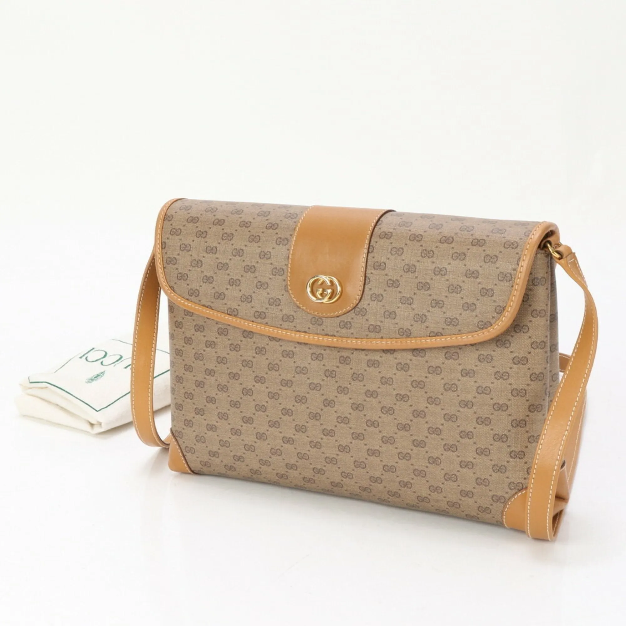 Gucci  Leather Coated Canvas Handbag Shoulder Bag (Pre-Owned)