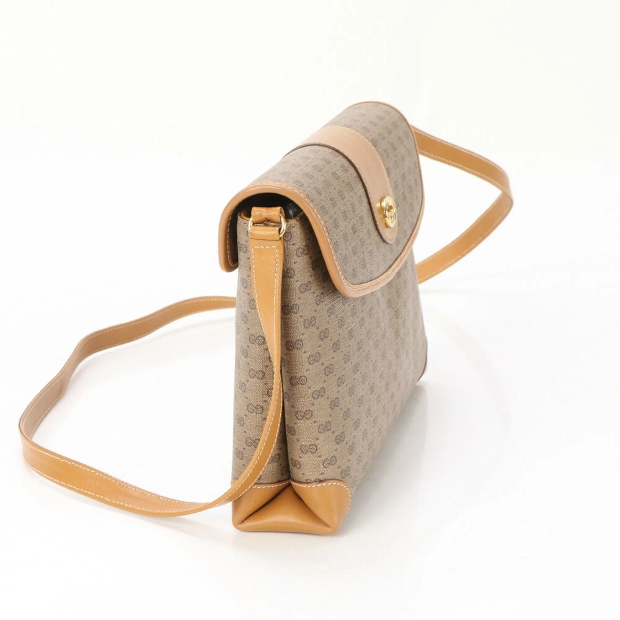 Gucci  Leather Coated Canvas Handbag Shoulder Bag (Pre-Owned)