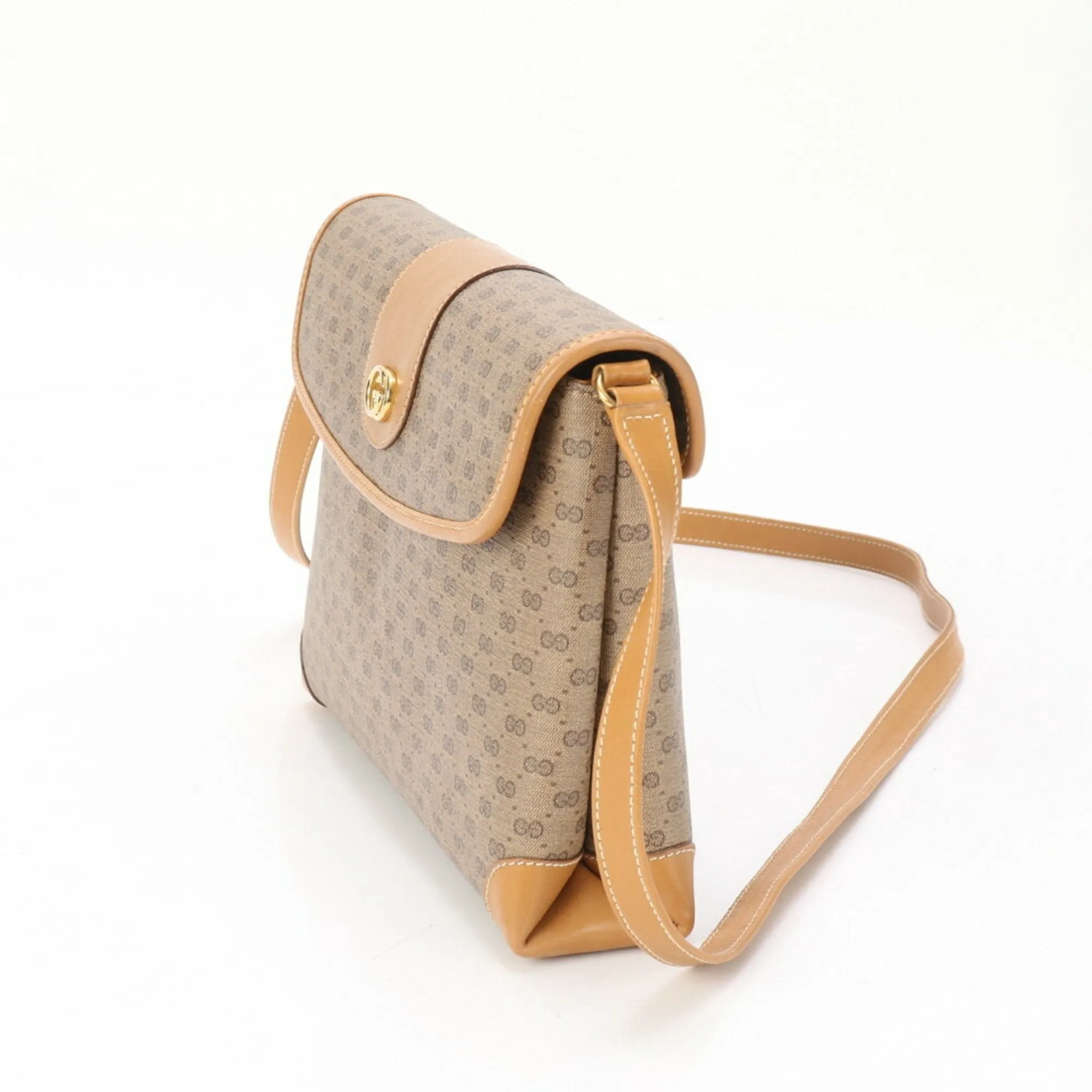 Gucci  Leather Coated Canvas Handbag Shoulder Bag (Pre-Owned)