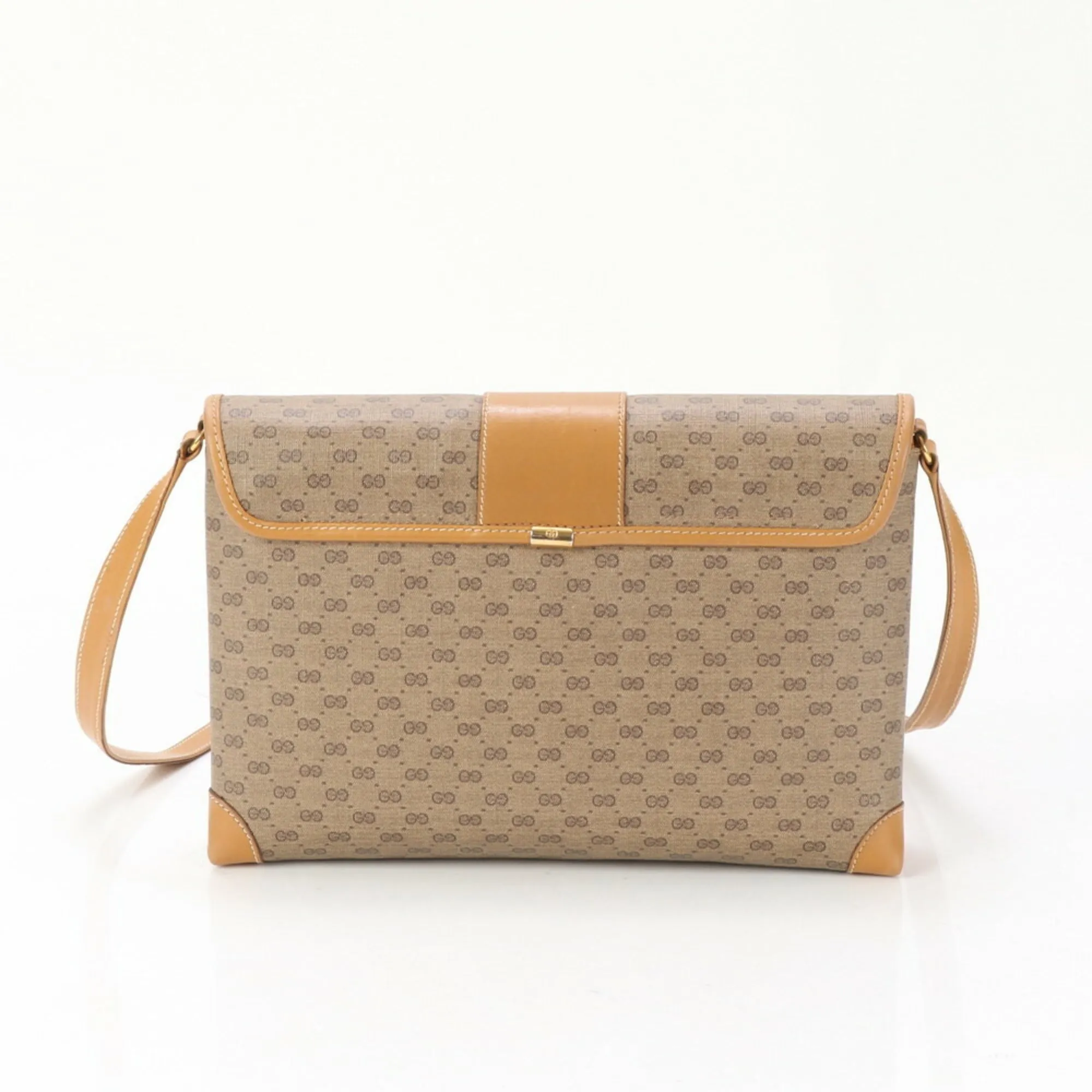 Gucci  Leather Coated Canvas Handbag Shoulder Bag (Pre-Owned)