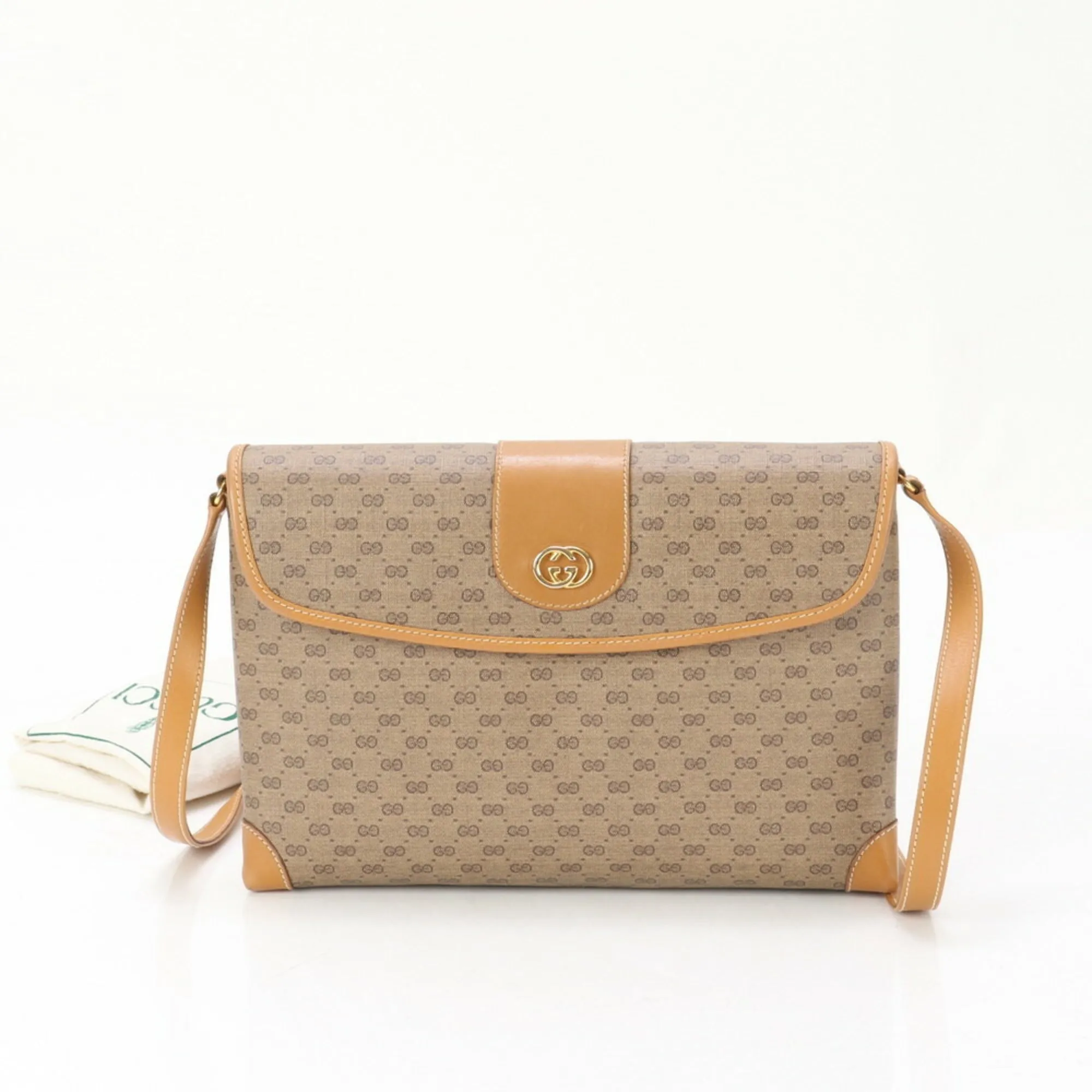 Gucci  Leather Coated Canvas Handbag Shoulder Bag (Pre-Owned)