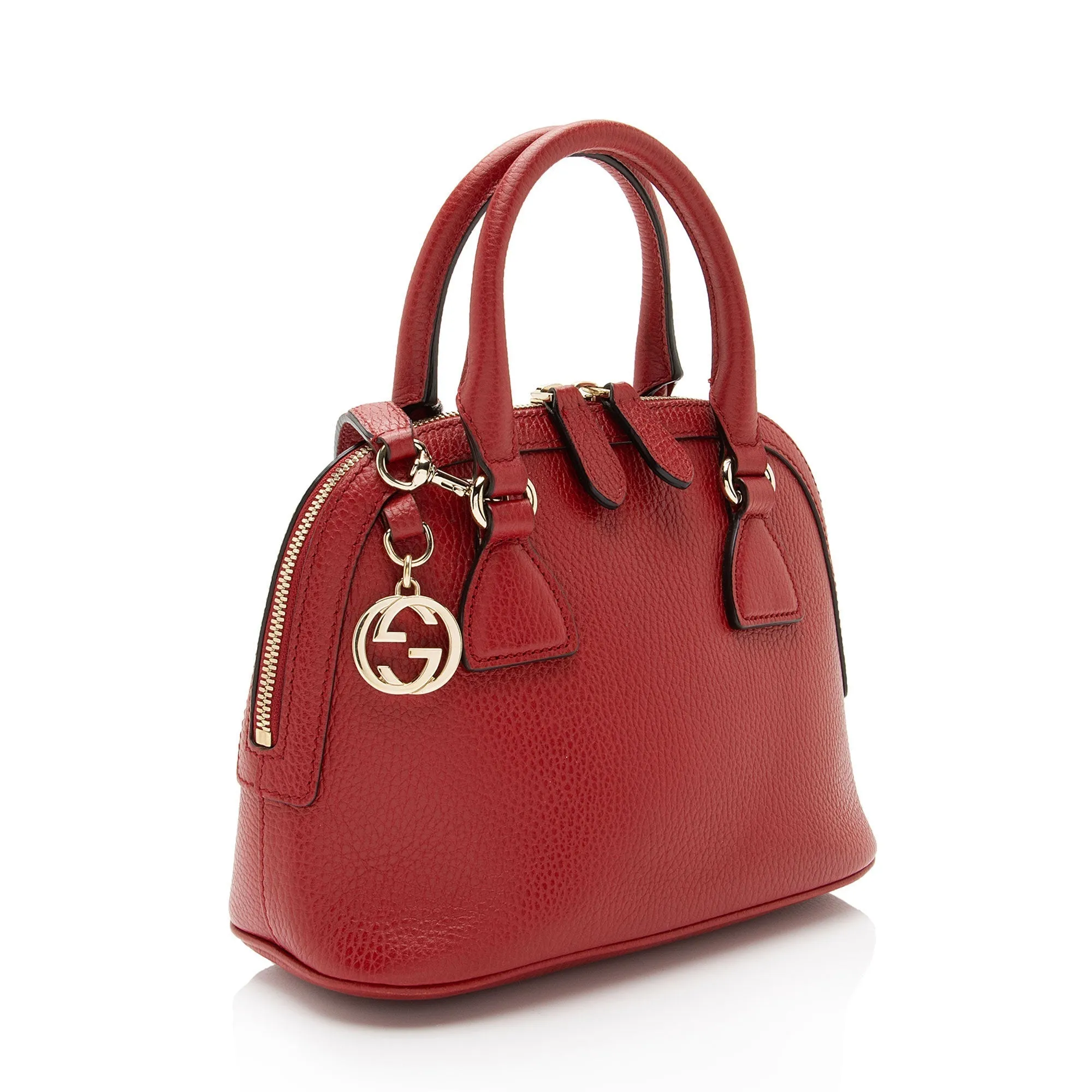 Gucci Leather GG Charm Dome Small Shoulder Bag (SHF-RnbV1S)