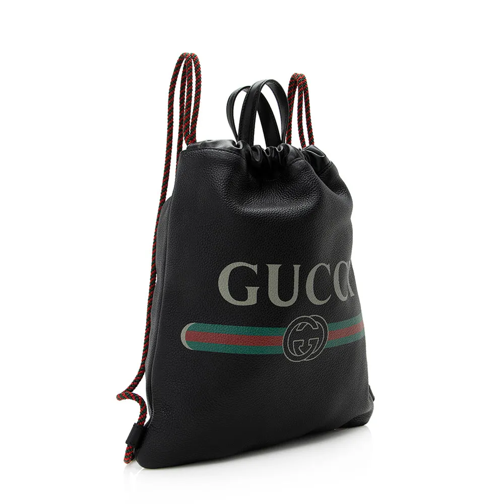 Gucci Leather Logo Drawstring Backpack (SHF-20714)