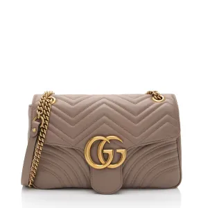 Gucci Matelasse Leather GG Marmont Medium Flap Shoulder Bag (SHF-EZthFS)