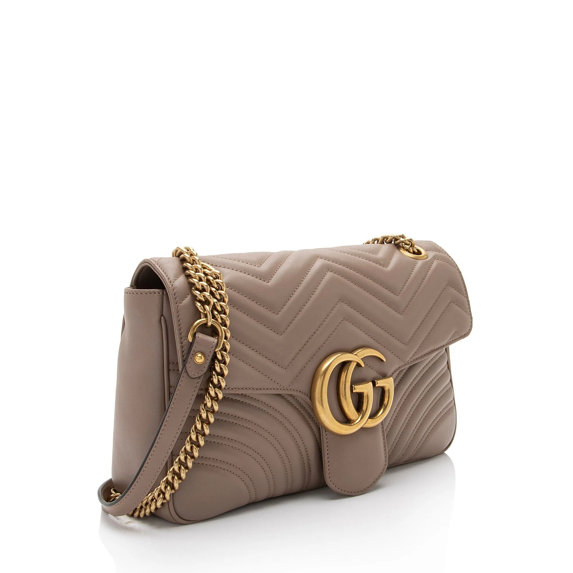 Gucci Matelasse Leather GG Marmont Medium Flap Shoulder Bag (SHF-EZthFS)