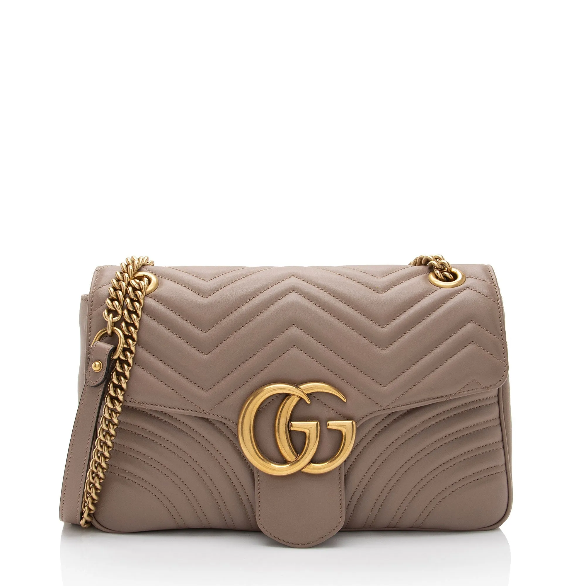 Gucci Matelasse Leather GG Marmont Medium Flap Shoulder Bag (SHF-EZthFS)