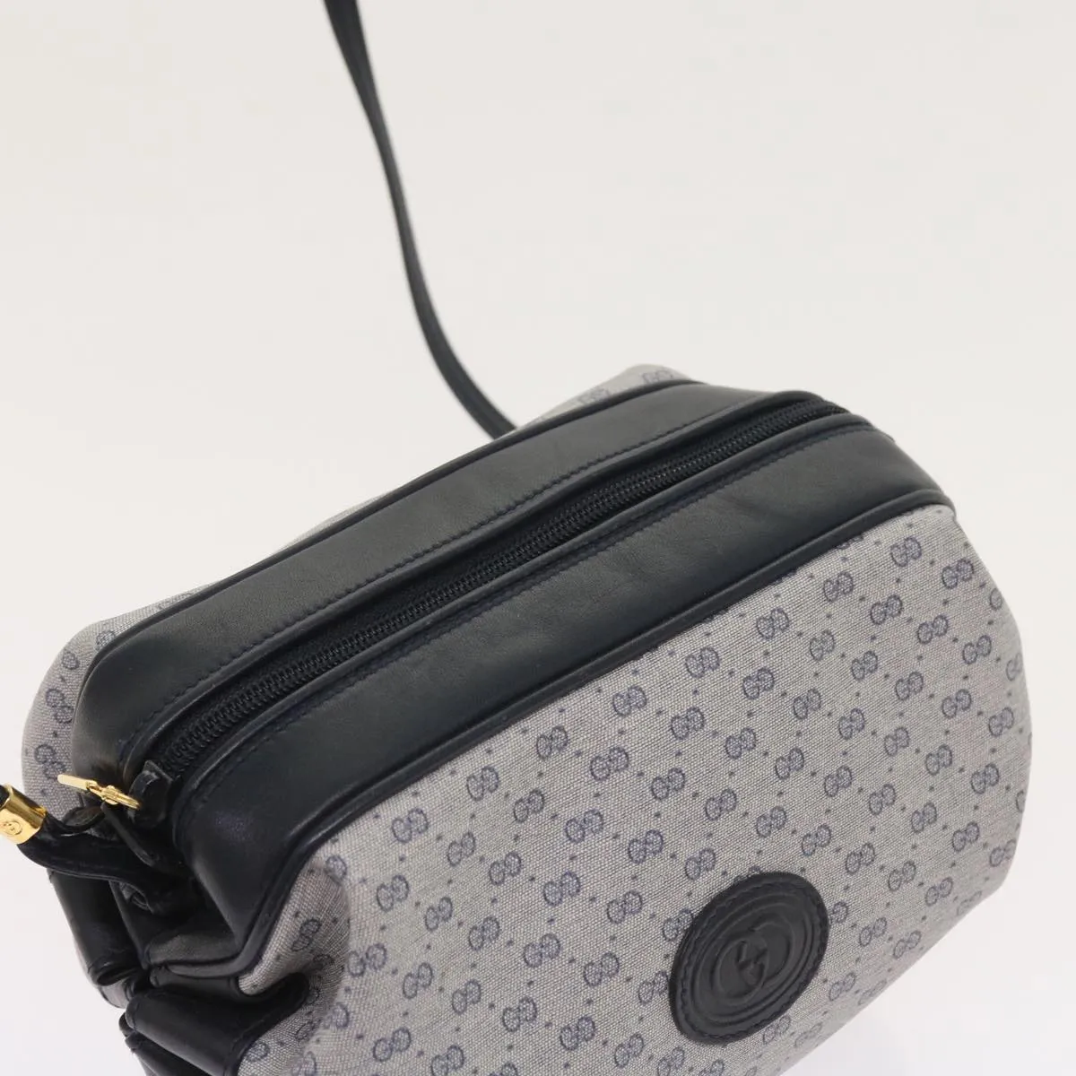 GUCCI Micro GG Canvas Shoulder Bag PVC Leather Navy 007.115.5770  th4074