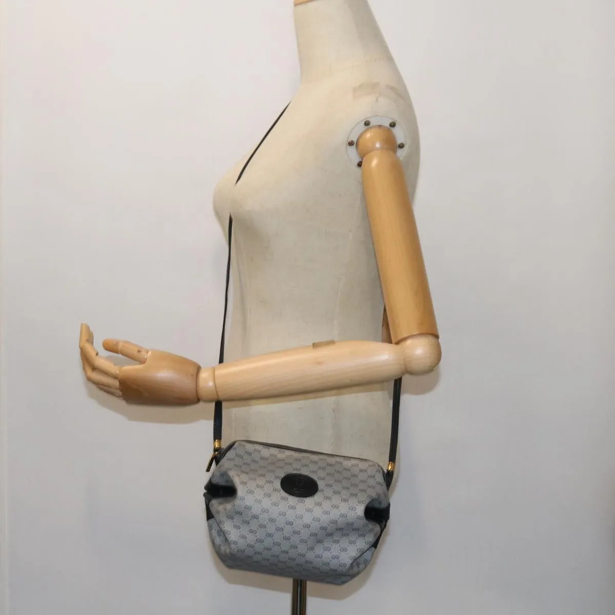 GUCCI Micro GG Canvas Shoulder Bag PVC Leather Navy 007.115.5770  th4074