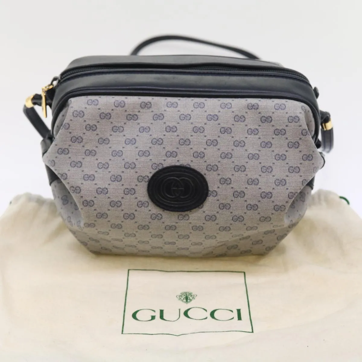 GUCCI Micro GG Canvas Shoulder Bag PVC Leather Navy 007.115.5770  th4074