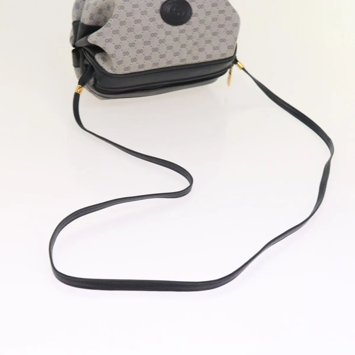 GUCCI Micro GG Canvas Shoulder Bag PVC Leather Navy 007.115.5770  th4074