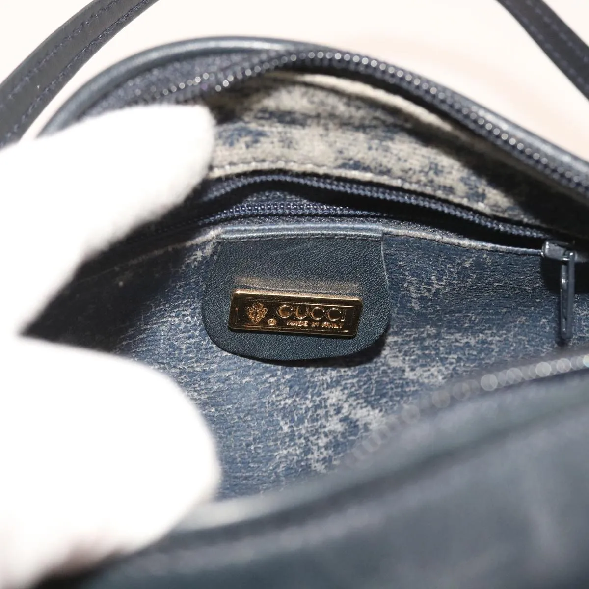 GUCCI Micro GG Canvas Shoulder Bag PVC Leather Navy 007.115.5770  th4074