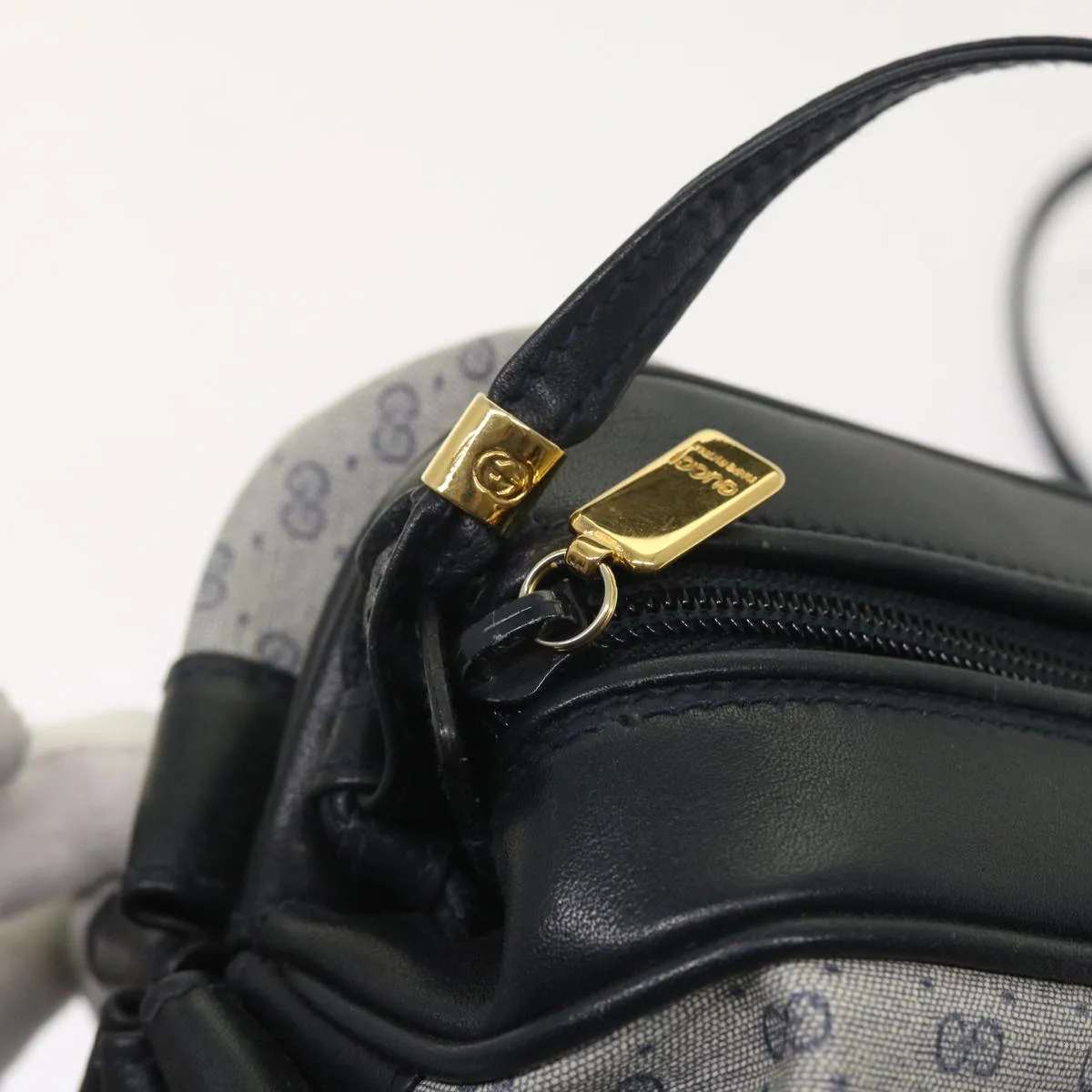 GUCCI Micro GG Canvas Shoulder Bag PVC Leather Navy 007.115.5770  th4074