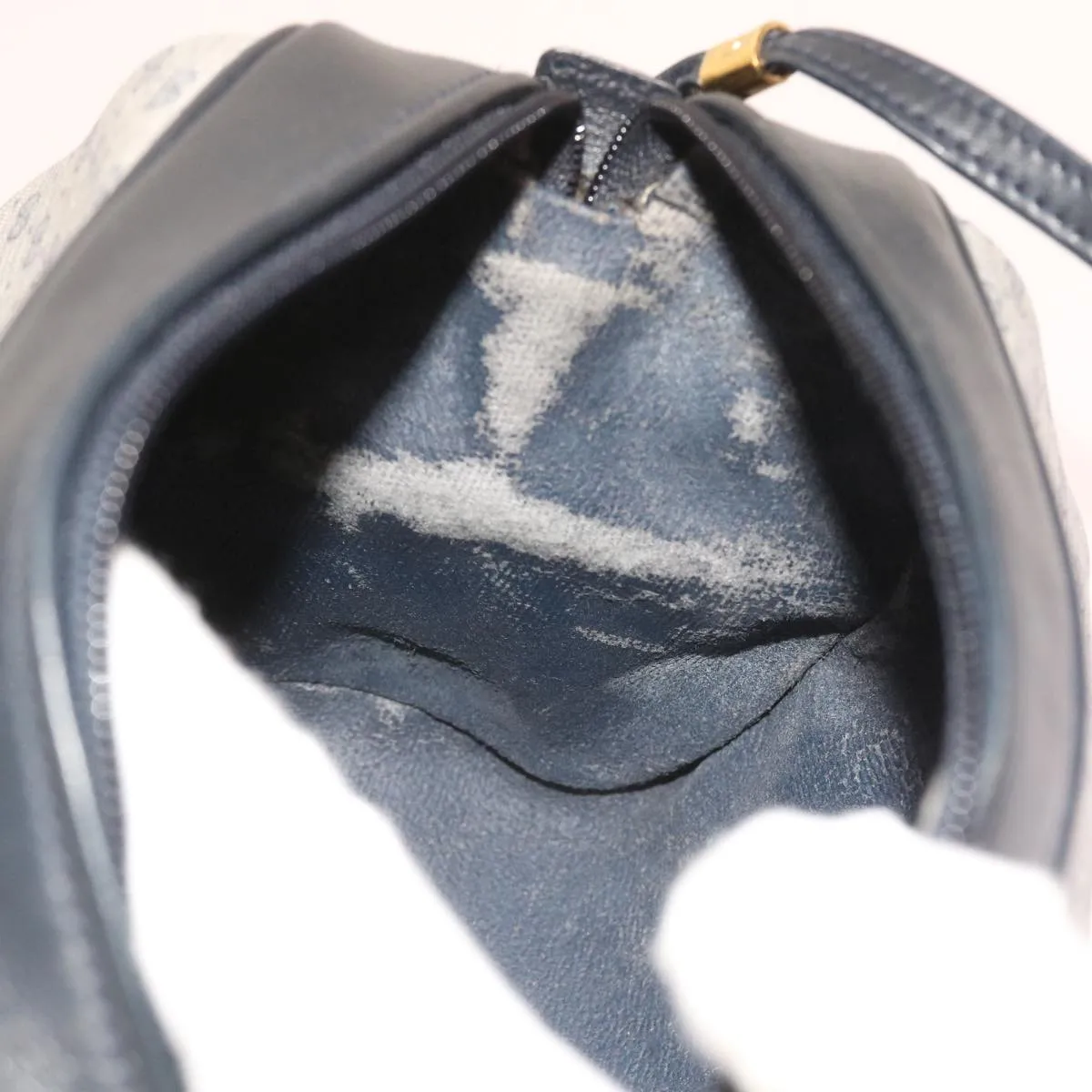 GUCCI Micro GG Canvas Shoulder Bag PVC Leather Navy 007.115.5770  th4074