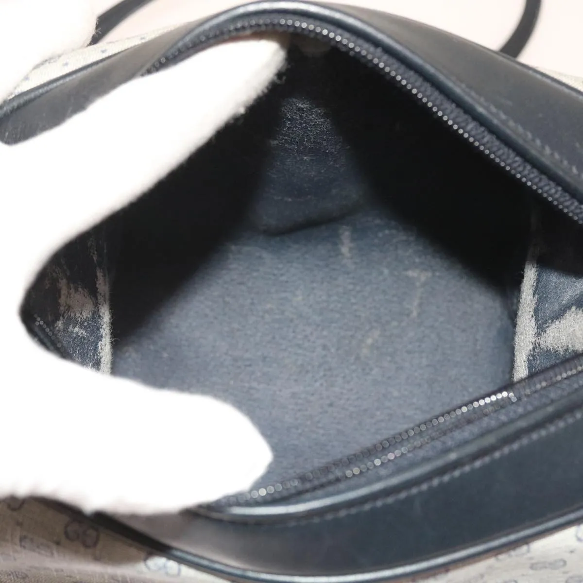 GUCCI Micro GG Canvas Shoulder Bag PVC Leather Navy 007.115.5770  th4074