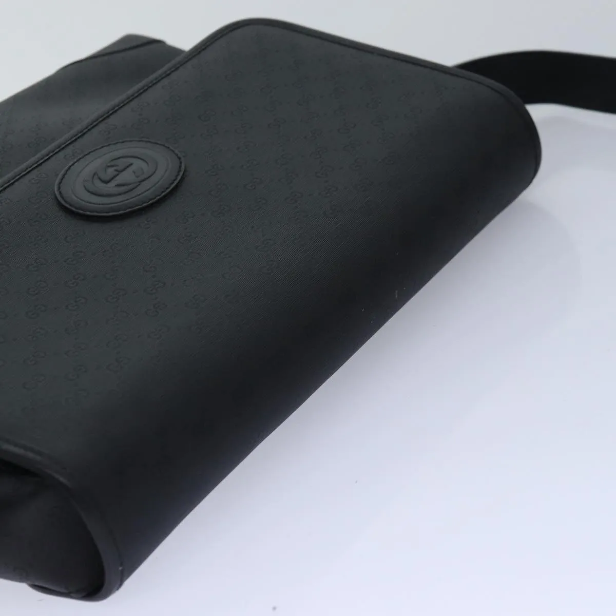 GUCCI Micro GG Supreme Shoulder Bag PVC Black Gold 001 116 0924  85388