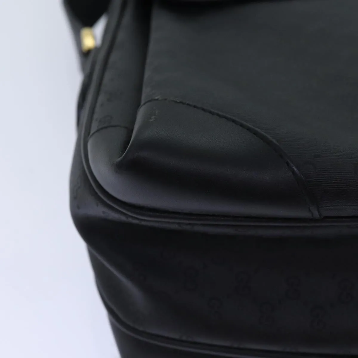 GUCCI Micro GG Supreme Shoulder Bag PVC Black Gold 001 116 0924  85388