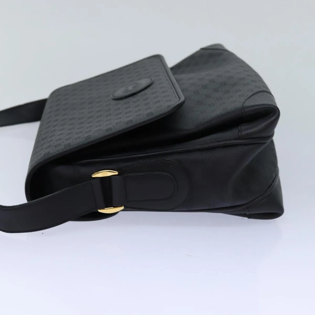 GUCCI Micro GG Supreme Shoulder Bag PVC Black Gold 001 116 0924  85388