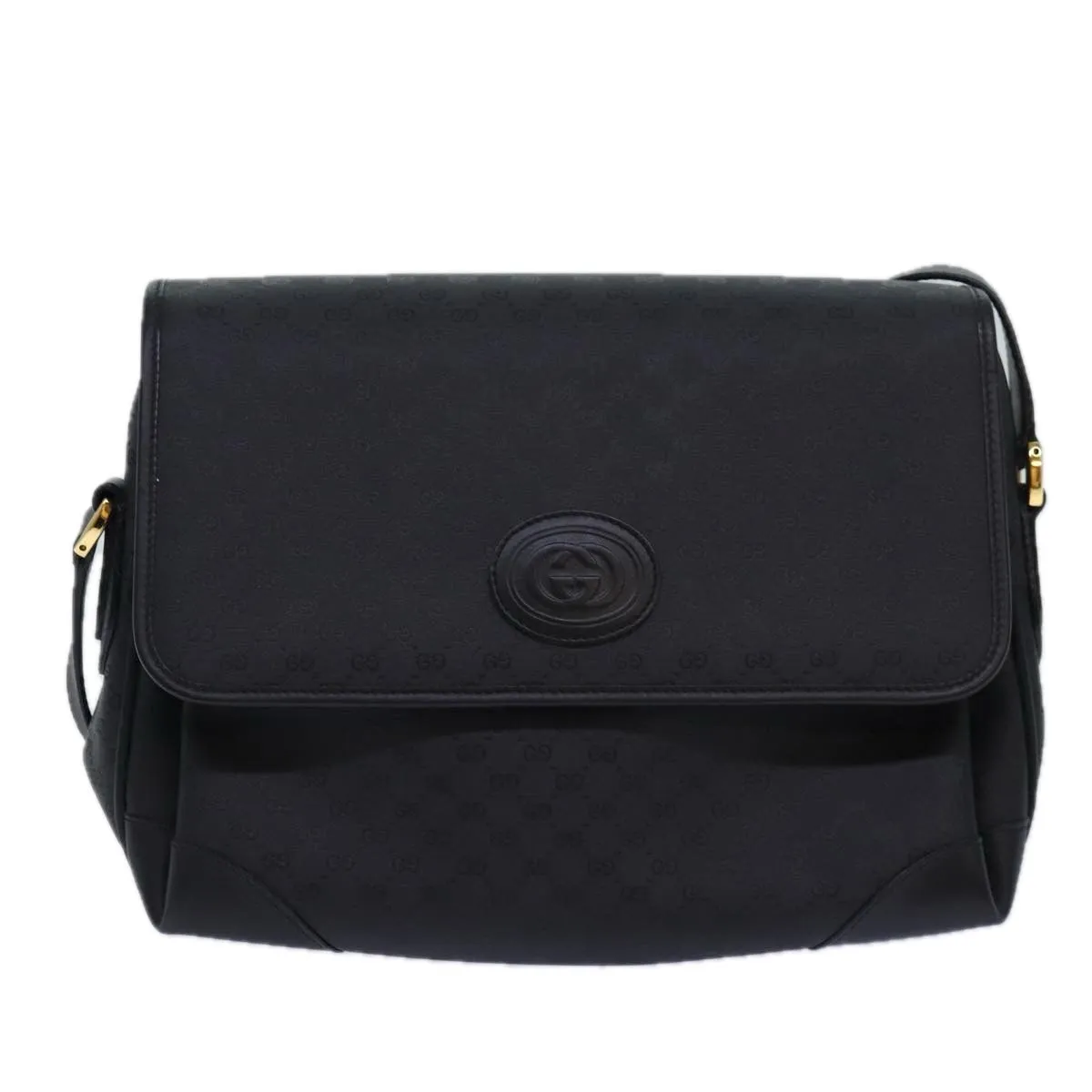 GUCCI Micro GG Supreme Shoulder Bag PVC Black Gold 001 116 0924  85388