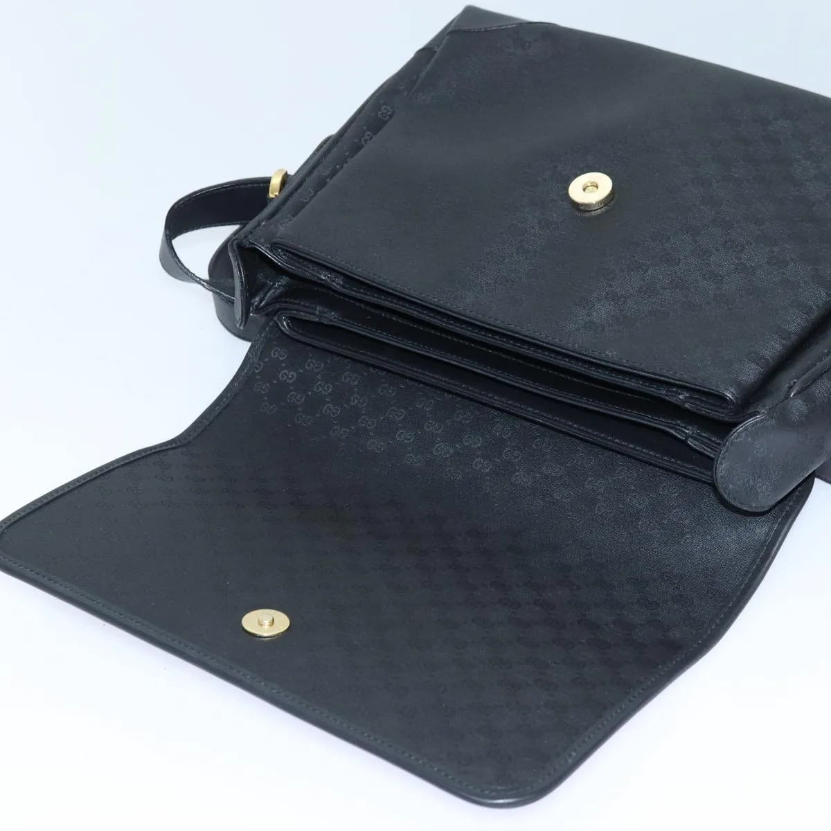 GUCCI Micro GG Supreme Shoulder Bag PVC Black Gold 001 116 0924  85388