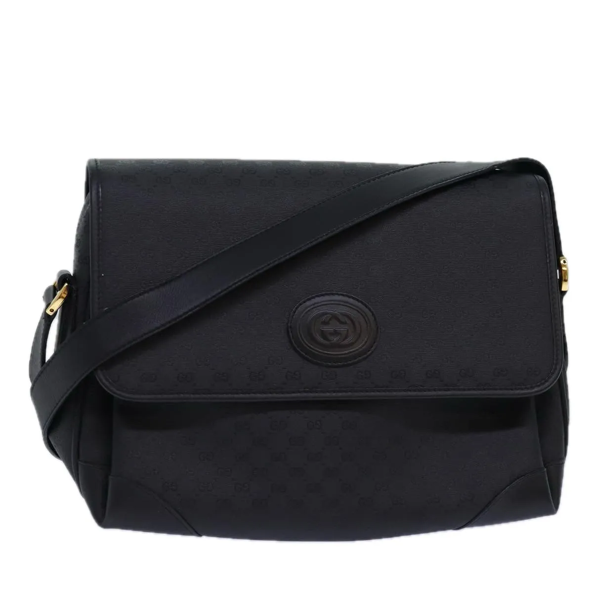 GUCCI Micro GG Supreme Shoulder Bag PVC Black Gold 001 116 0924  85388