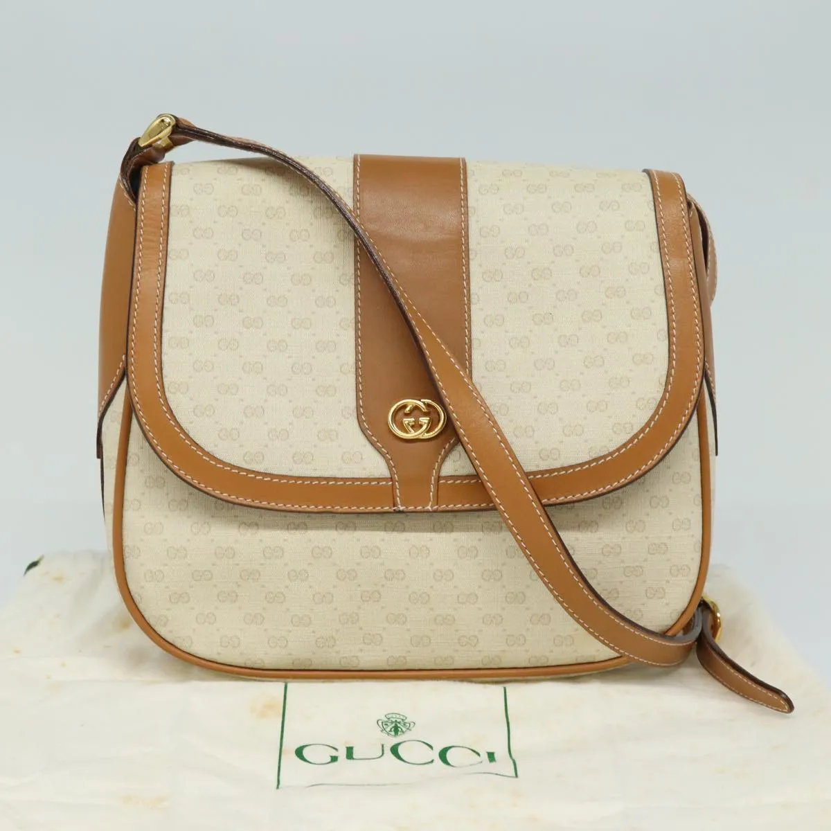 GUCCI Micro GG Supreme Shoulder Bag PVC Leather Beige 001 41 4425  13040