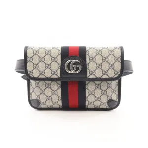 Gucci Navy Coated Canvas Leather Fanny Pack (Pre-Owned)
