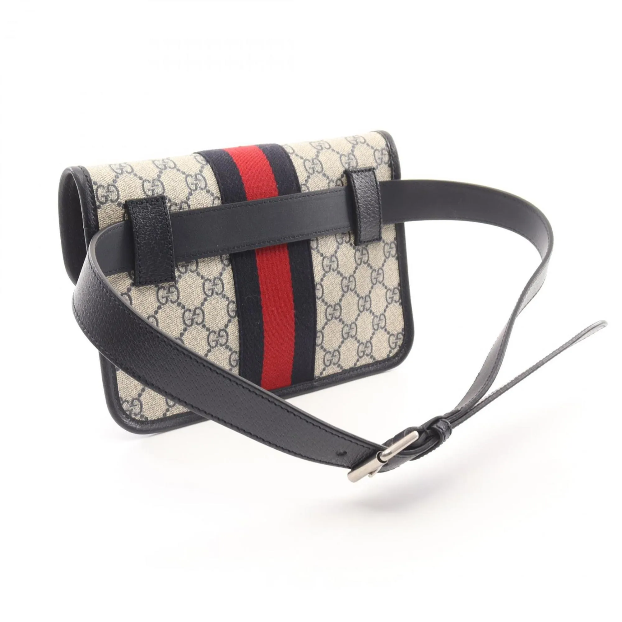 Gucci Navy Coated Canvas Leather Fanny Pack (Pre-Owned)